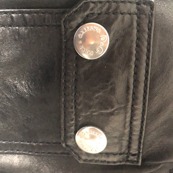 D&G | Dolce & Gabbana Black Leather Moto Jacket | Size 40 IT (US 4) - Picture 6 of 10